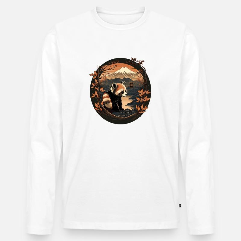Roter Panda 10 - Männer Premium Bio Langarmshirt - Weiß