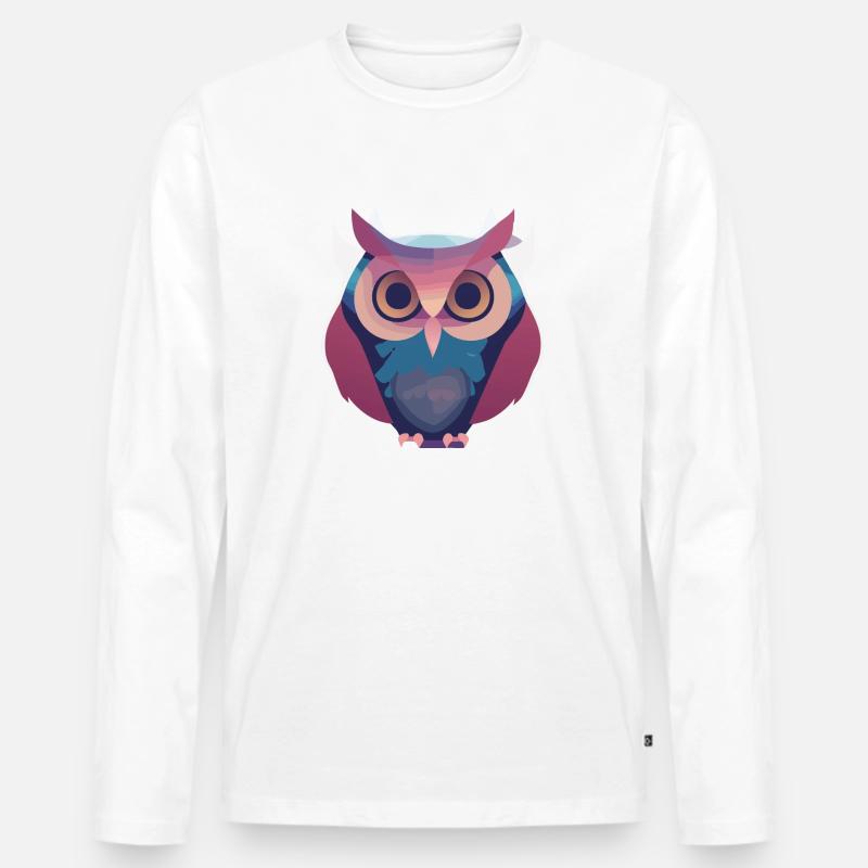 Träumende Eule (Dreamy Animals Collection) - Männer Premium Bio Langarmshirt - Weiß
