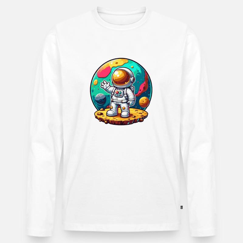 Kleiner Astronaut - Männer Premium Bio Langarmshirt - Weiß