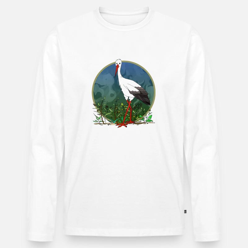 Storchvogel - Männer Premium Bio Langarmshirt - Weiß