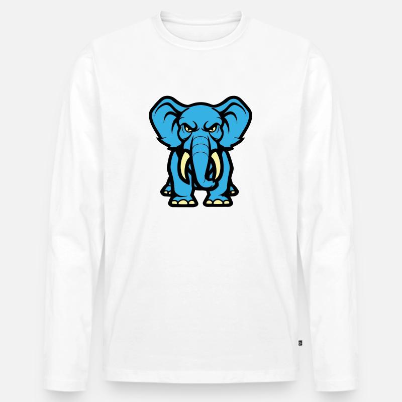elefant comic - Männer Premium Bio Langarmshirt - Weiß