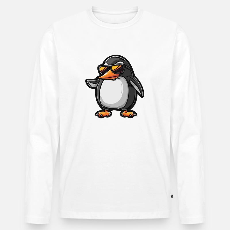 Pinguin Comic Cool - Männer Premium Bio Langarmshirt - Weiß