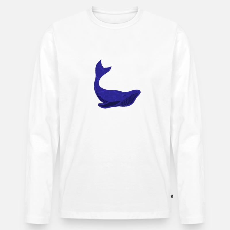 Blauwal - Männer Premium Bio Langarmshirt - Weiß