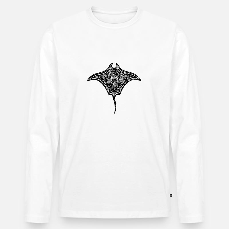 Majestätischer Rochen - Männer Premium Bio Langarmshirt - Weiß