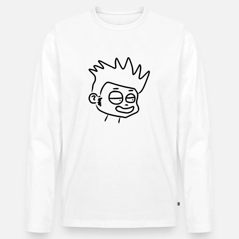 Lachendes Comic Kind - Männer Premium Bio Langarmshirt - Weiß