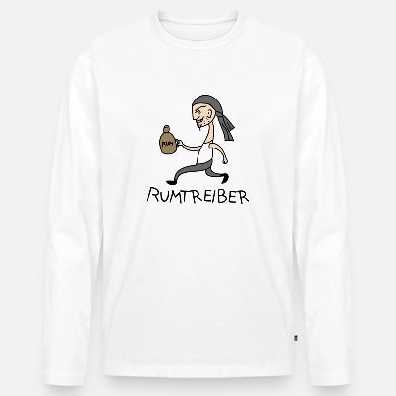 Pirat mit Rum - Männer Premium Bio Langarmshirt - Weiß