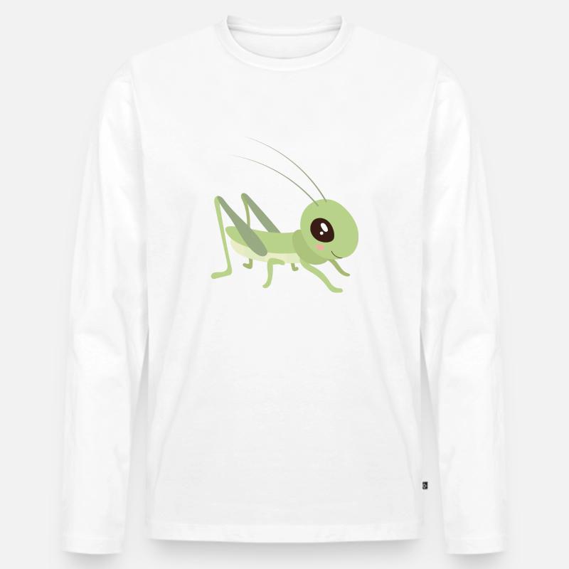 Grashüpfer - Heuschrecke - Männer Premium Bio Langarmshirt - Weiß