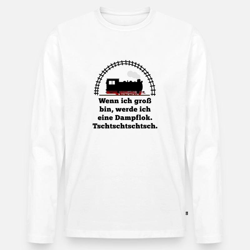 Dampflok Spruch Baby Junge Eltern - Männer Premium Bio Langarmshirt - Weiß