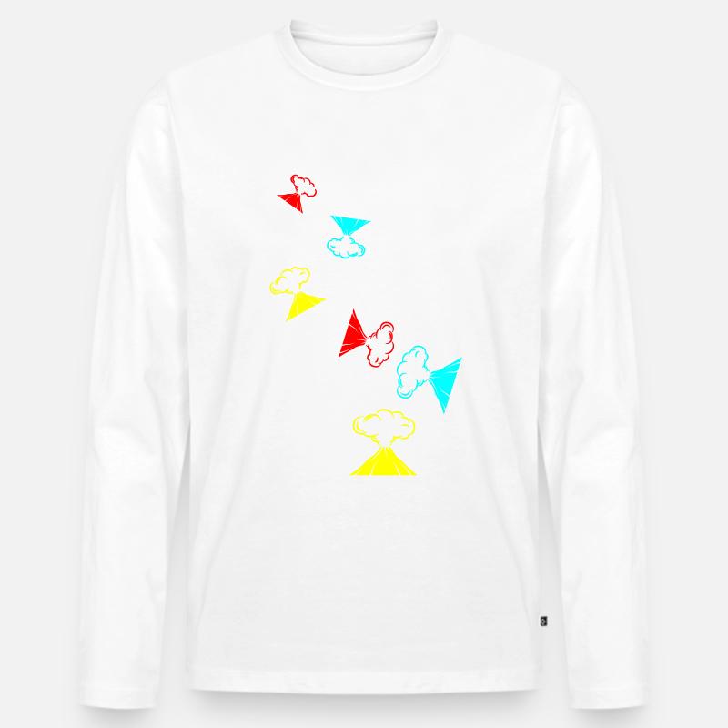 Vulkan icon symbol - Männer Premium Bio Langarmshirt - Weiß