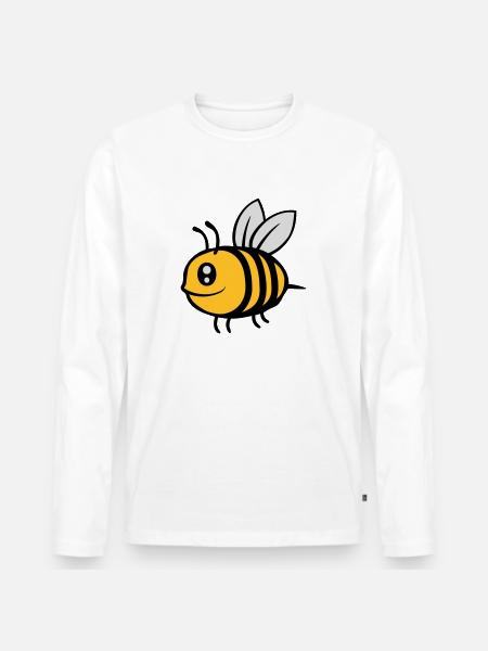 Cute little cartoon bee - Men's Premium Organic Long Sleeve Shirt - white