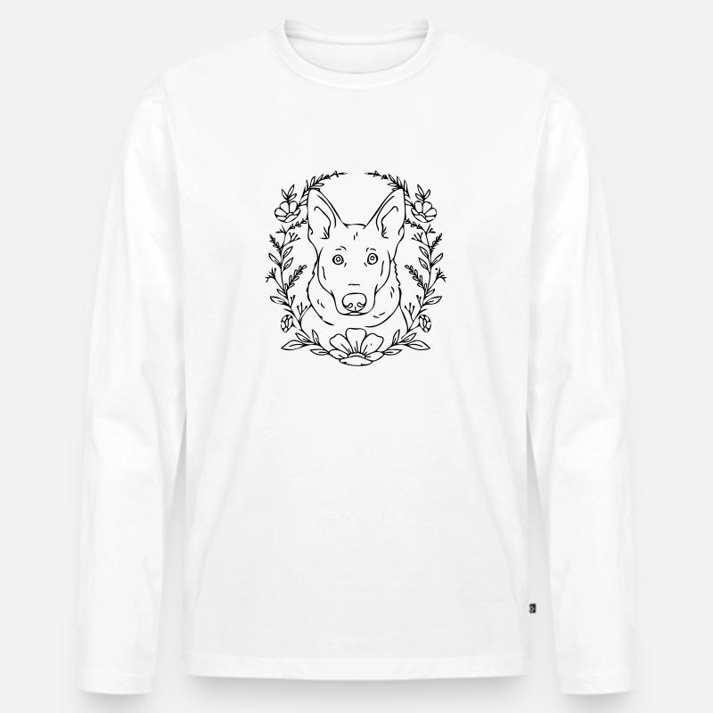 Bosses Hundeblumen - Männer Premium Bio Langarmshirt - Weiß