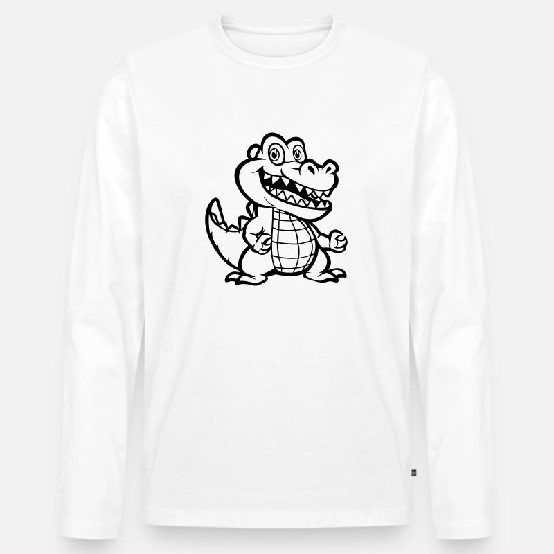 krokodil tier comic - Männer Premium Bio Langarmshirt - Weiß