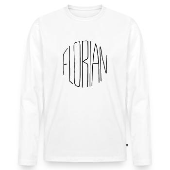 Florian - Männer Premium Bio Langarmshirt - Weiß - Vorne - Nico (187cm)