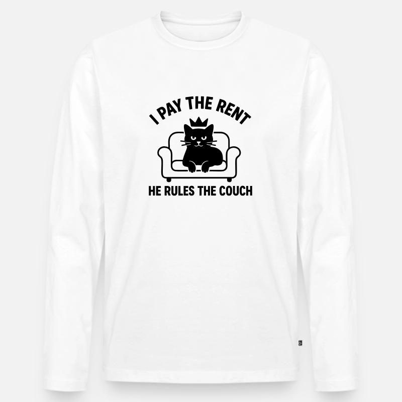 Lustige Katze Herr des Sofas - Männer Premium Bio Langarmshirt - Weiß