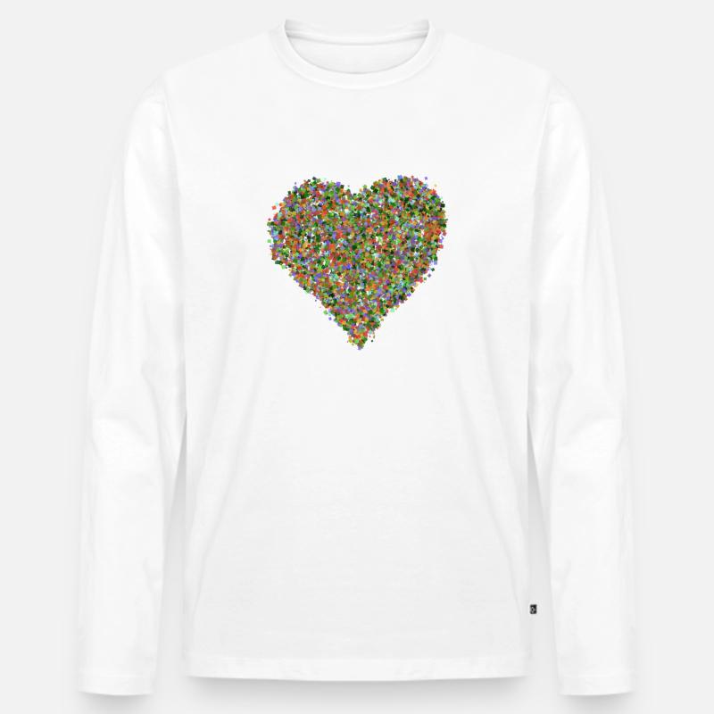 Konfetti-Herz - Männer Premium Bio Langarmshirt - Weiß