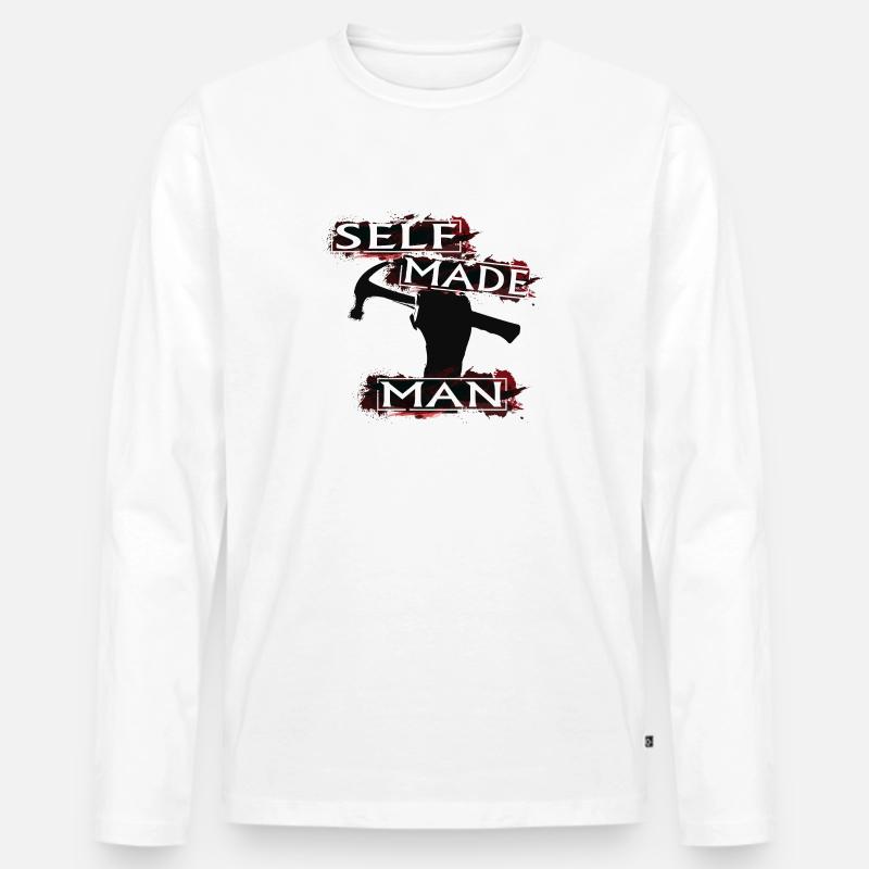 selbst gemachter Mann - Männer Premium Bio Langarmshirt - Weiß