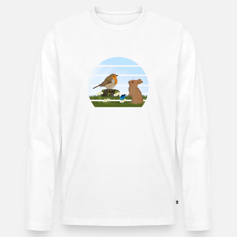 Robin Bird Rabbit Easter Spring - Men's Premium Organic Long Sleeve Shirt - white