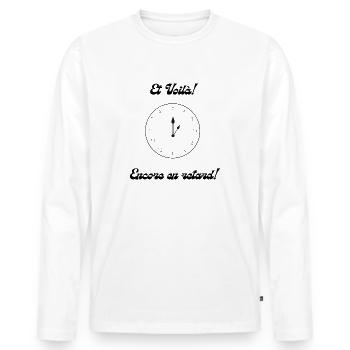 Encore en retard! - T-shirt manches longues Premium bio Homme - blanc - Devant - Nico (187cm)