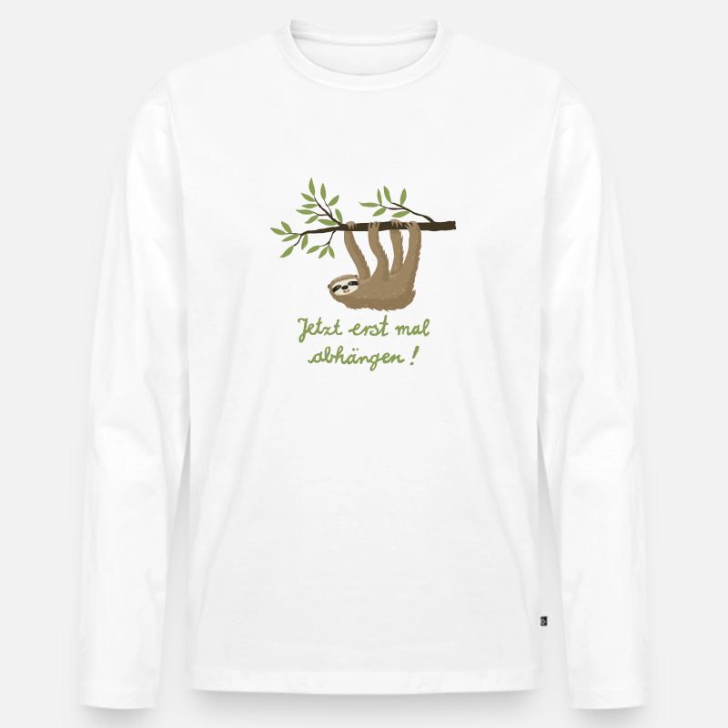 Faultier abhängen 2 - Männer Premium Bio Langarmshirt - Weiß