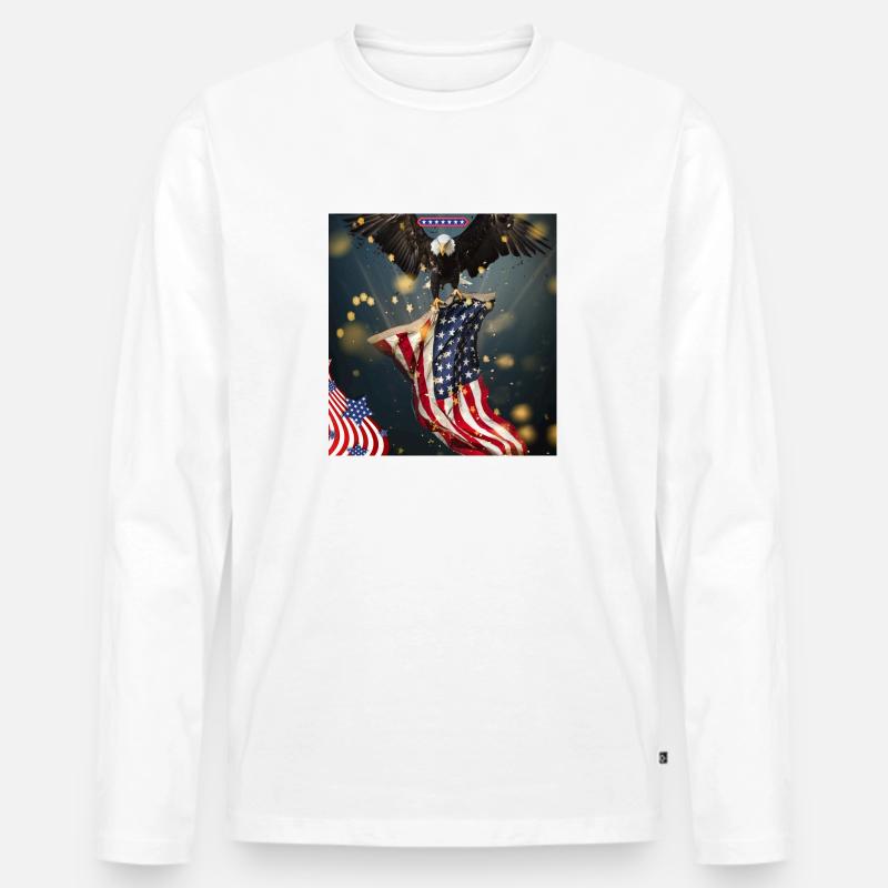 USA, American Eagle - Männer Premium Bio Langarmshirt - Weiß