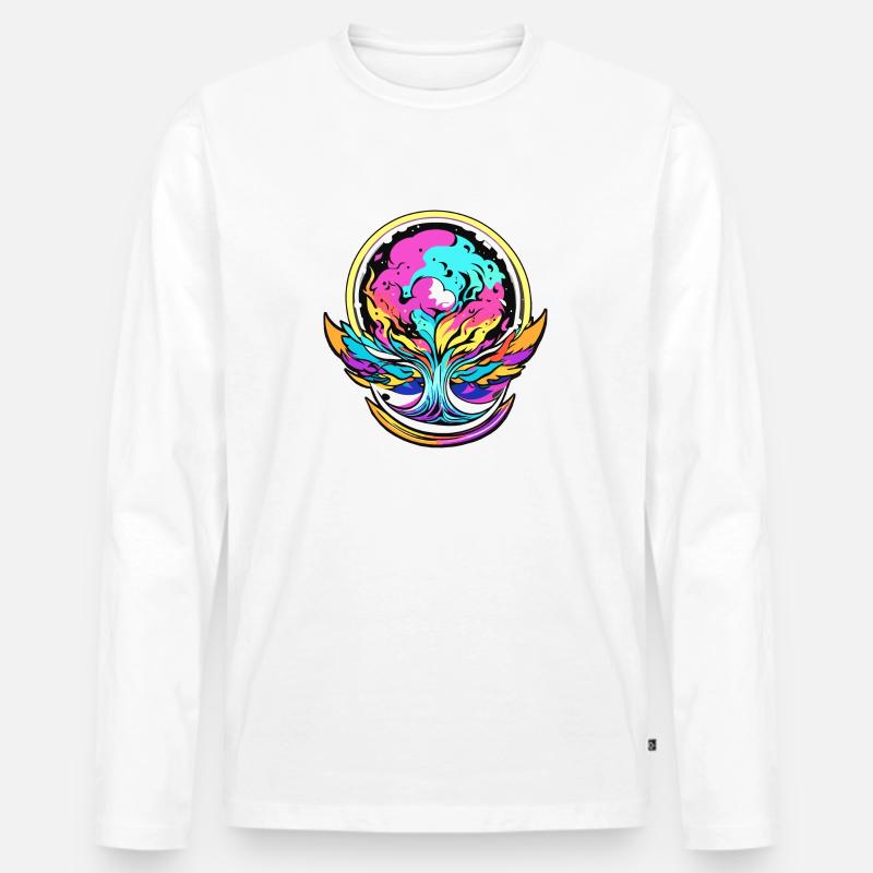 Baum des Lebens - Männer Premium Bio Langarmshirt - Weiß