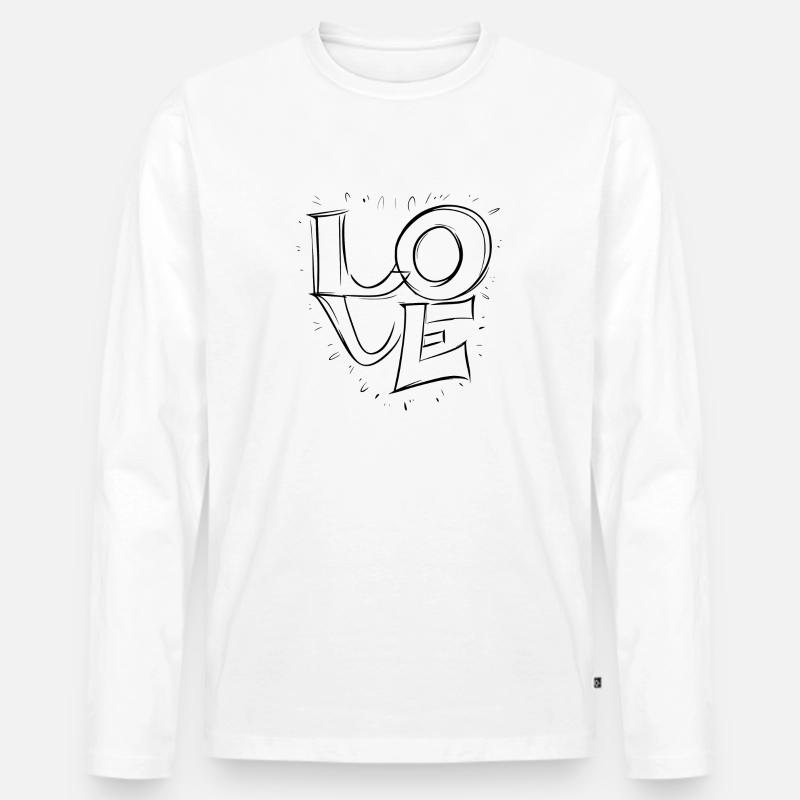 Amour - Liebe Schwarz - Männer Premium Bio Langarmshirt - Weiß