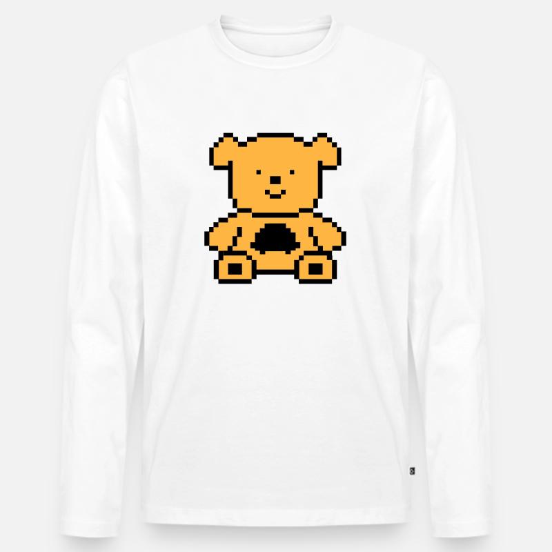 pixel bär - Männer Premium Bio Langarmshirt - Weiß