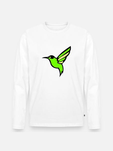 kolibri vogel silhouette - Männer Premium Bio Langarmshirt - Weiß