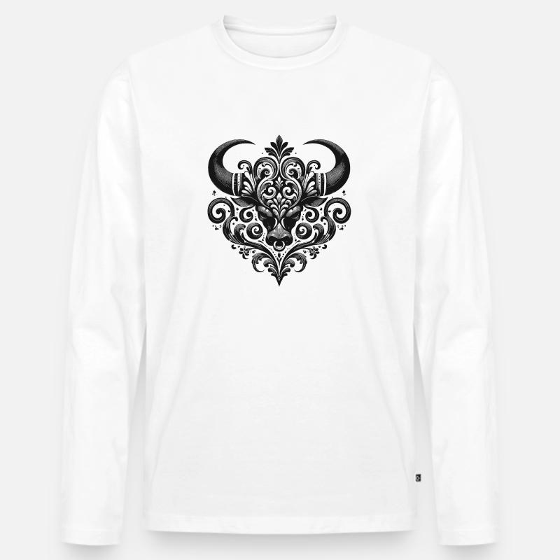 Stier - Männer Premium Bio Langarmshirt - Weiß