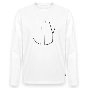 Lily - Men's Premium Organic Long Sleeve Shirt - white - Front - Nico (187cm)