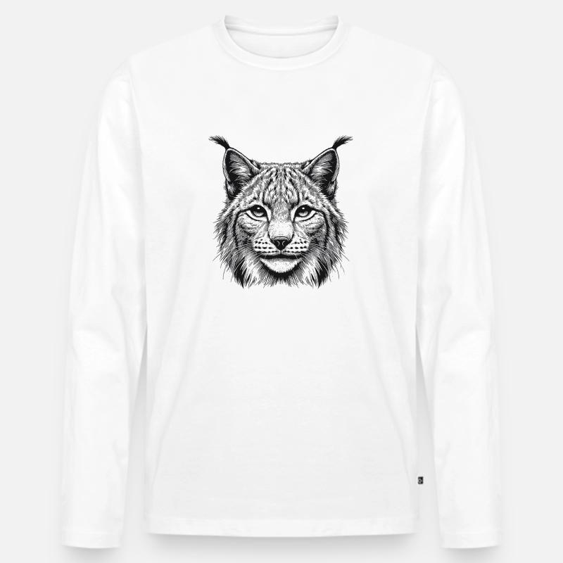 Luchs - Männer Premium Bio Langarmshirt - Weiß