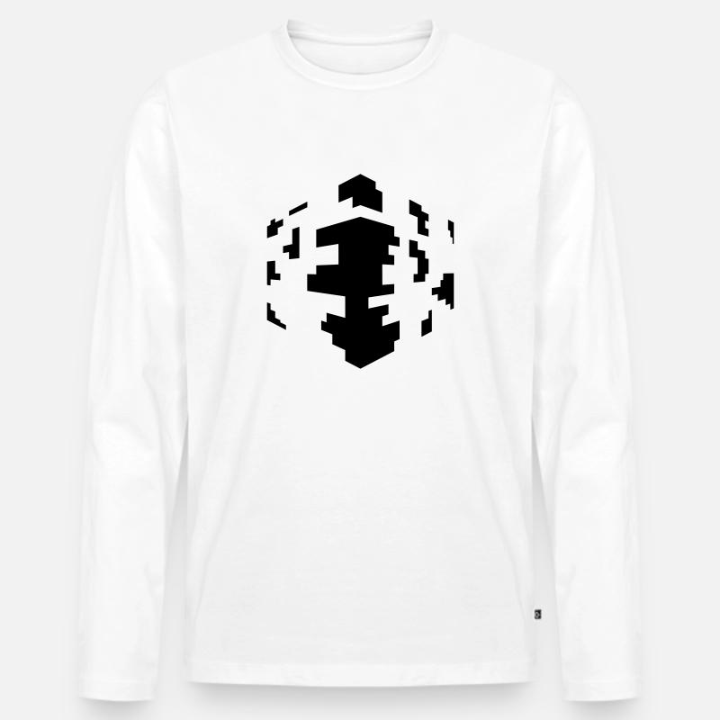Pixel Würfel - Männer Premium Bio Langarmshirt - Weiß