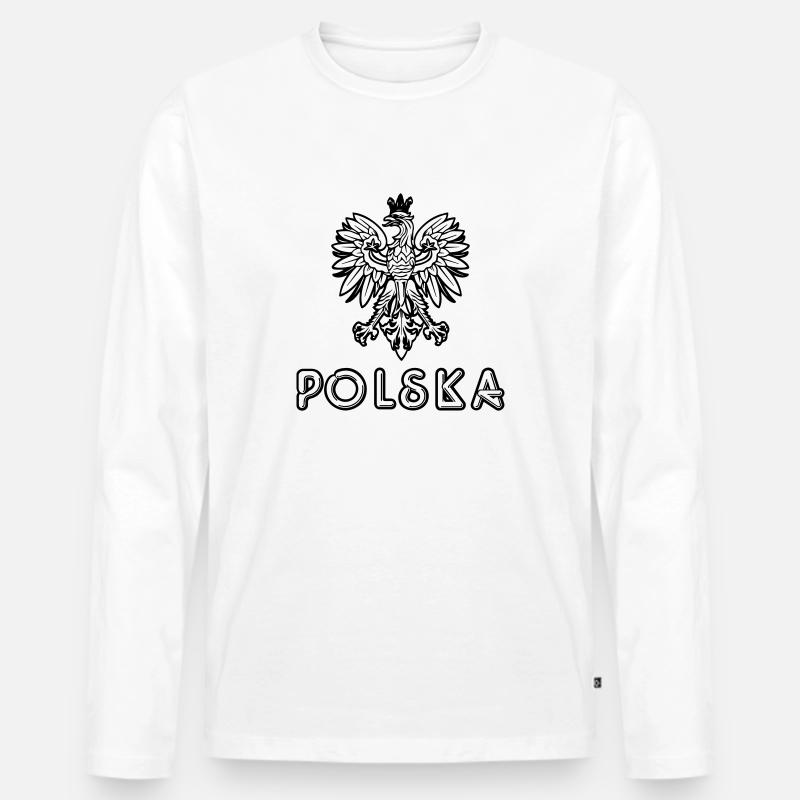 polska - Männer Premium Bio Langarmshirt - Weiß