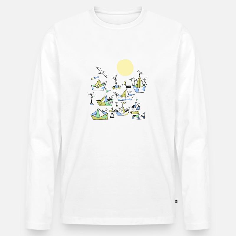 Möven - Männer Premium Bio Langarmshirt - Weiß