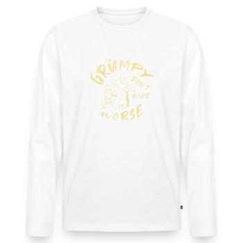 Grumpy dwarf - grumpy dwarf - Men's Premium Organic Long Sleeve Shirt - white - Front - Nico (187cm)