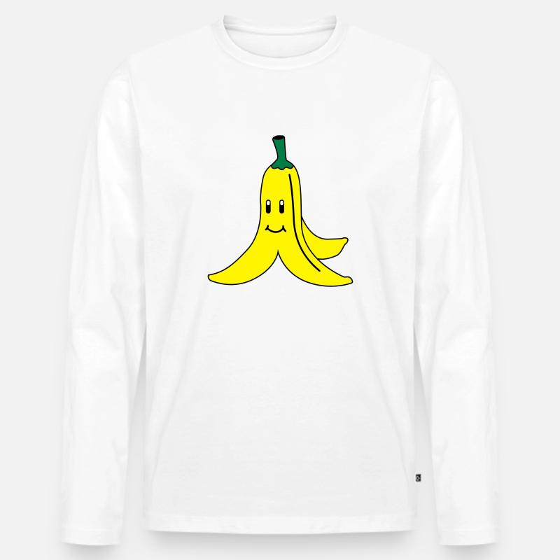 Banane - Männer Premium Bio Langarmshirt - Weiß