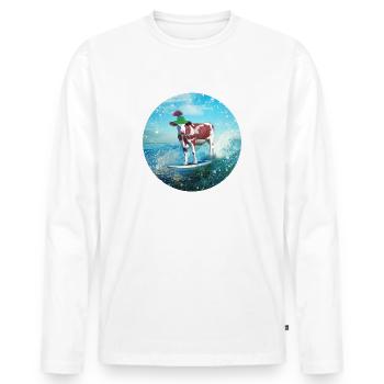 Cowstria goes surfing - Men's Premium Organic Long Sleeve Shirt - white - Front - Nico (187cm)
