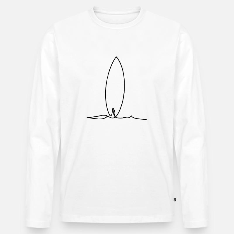 Surfboard One line - Männer Premium Bio Langarmshirt - Weiß