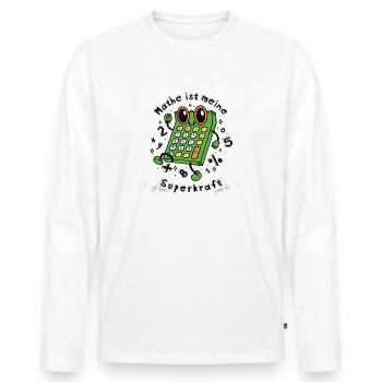 Mathe ist meine Superkraft - Mathematik macht Spaß - Männer Premium Bio Langarmshirt - Weiß - Vorne - Nico (187cm)