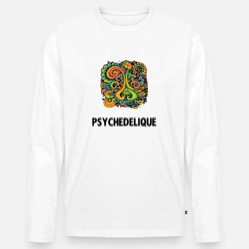 Psychedelisch - Männer Premium Bio Langarmshirt - Weiß