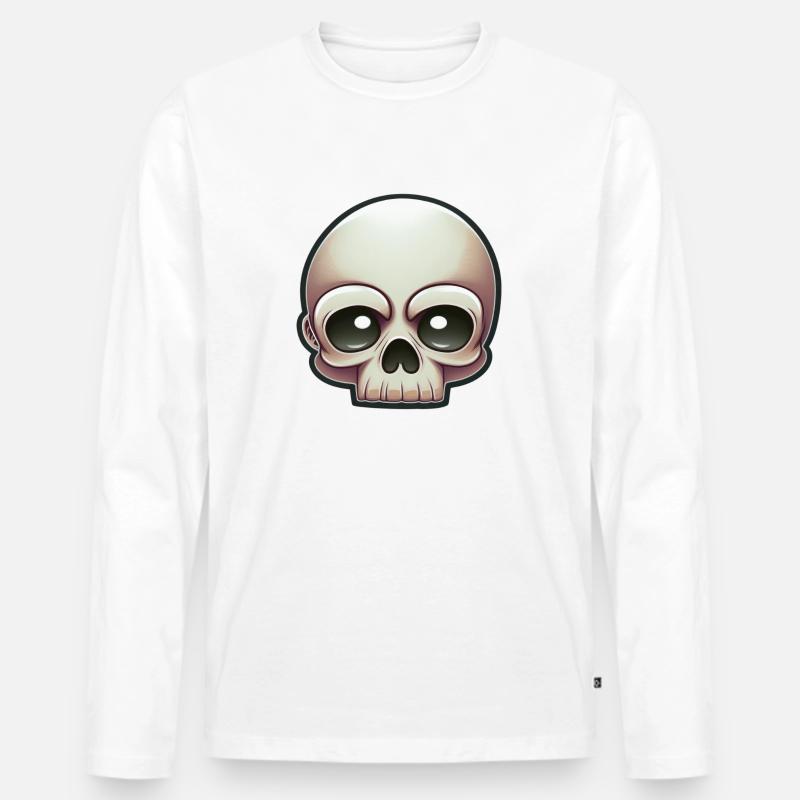 Schädel-Schabernack: Cartoon-Totenkopf - Männer Premium Bio Langarmshirt - Weiß