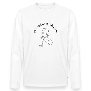 Save water drink wine - Men's Premium Organic Long Sleeve Shirt - white - Front - Nico (187cm)