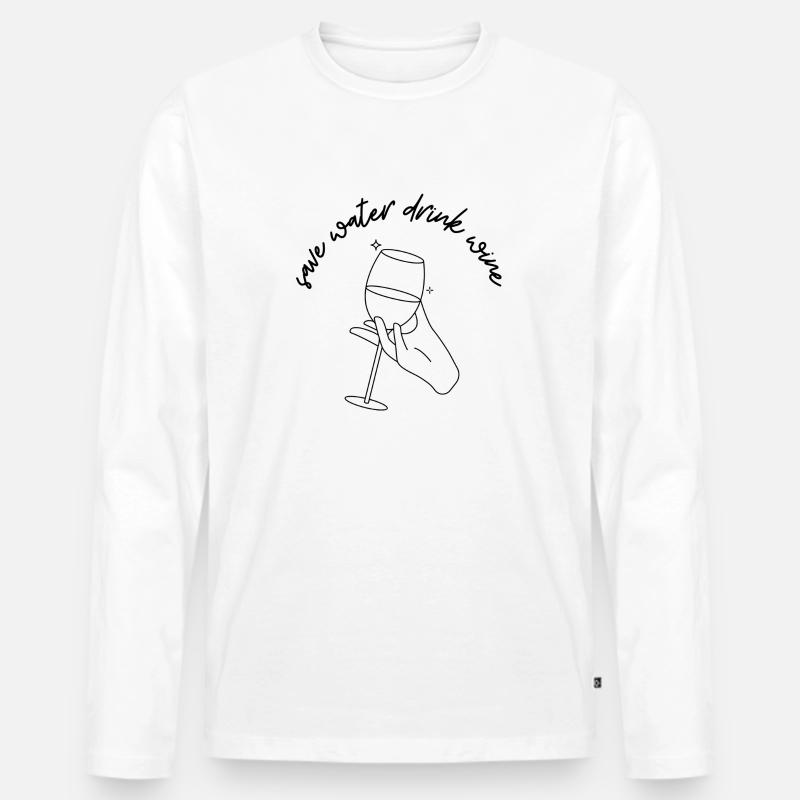 Save water drink wine - Männer Premium Bio Langarmshirt - Weiß