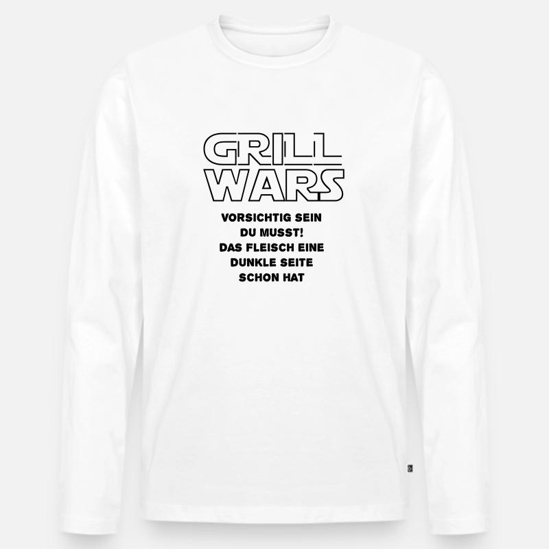 Grill Wars - Männer Premium Bio Langarmshirt - Weiß