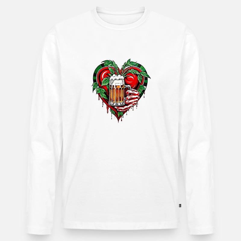 Ich liebe Bier - Männer Premium Bio Langarmshirt - Weiß