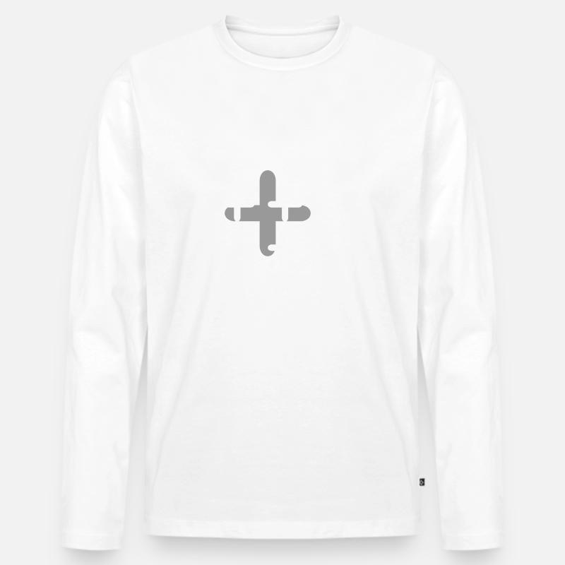 plus - Männer Premium Bio Langarmshirt - Weiß