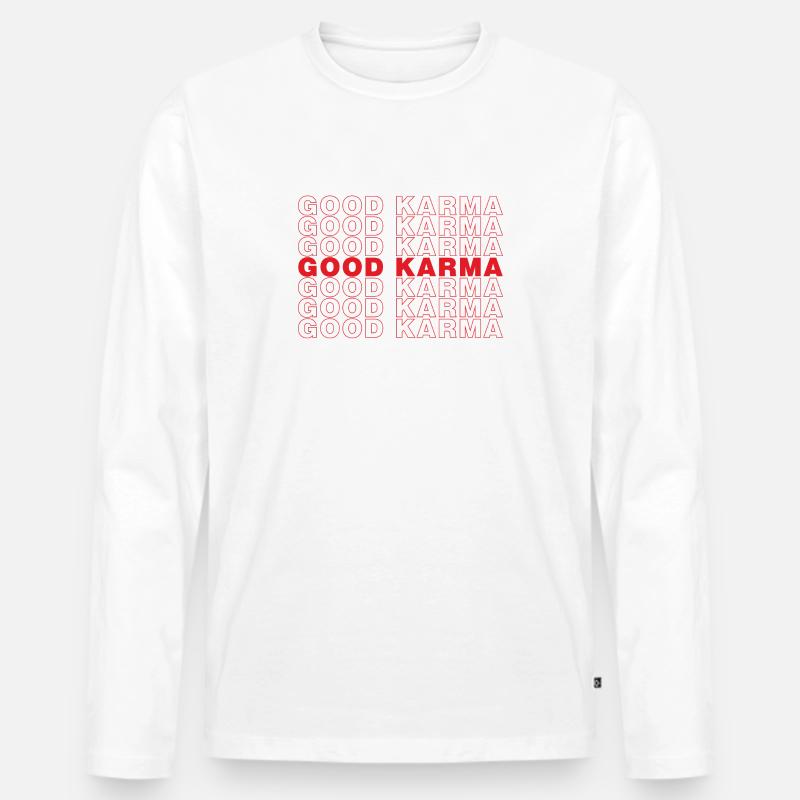 Gutes Karma Rot - Männer Premium Bio Langarmshirt - Weiß