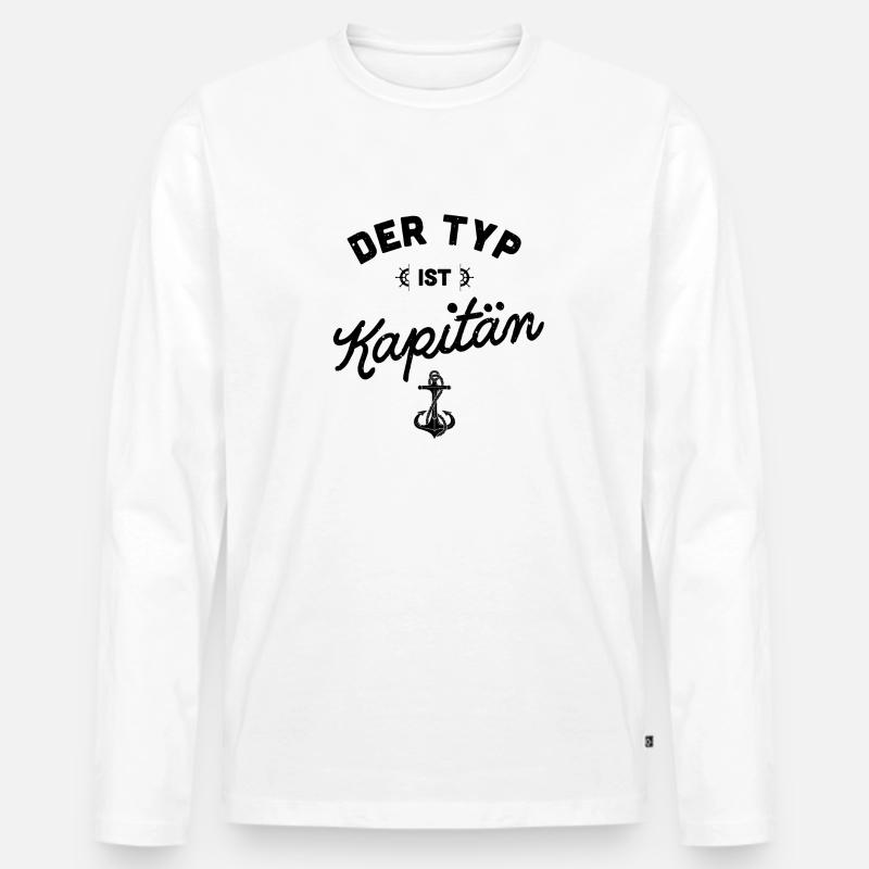 Kapitän Bootsführerschein Segelschein Geschenk - Männer Premium Bio Langarmshirt - Weiß