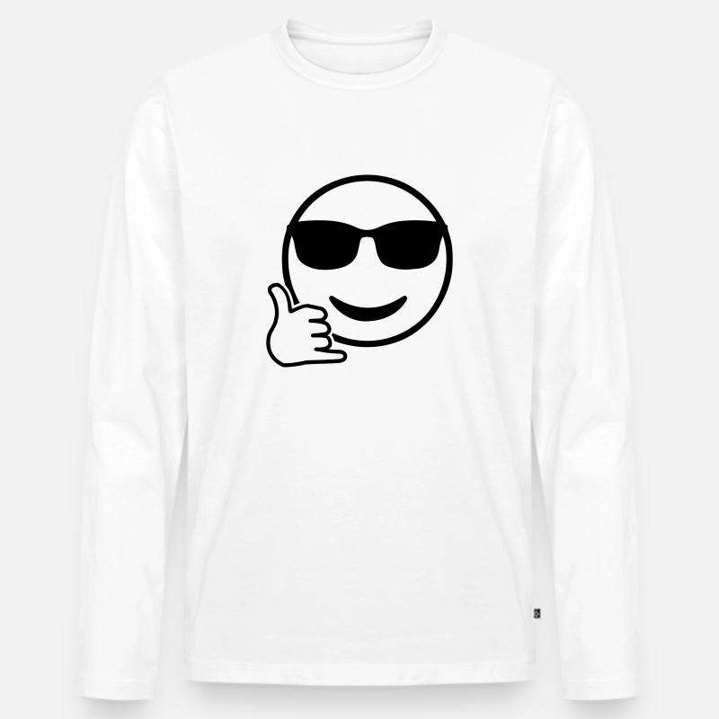 Shaka Emoji - Männer Premium Bio Langarmshirt - Weiß