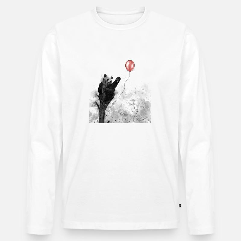 Panda - Männer Premium Bio Langarmshirt - Weiß
